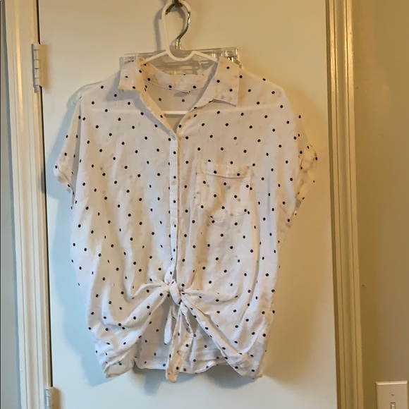 Tops - Polka Dot Blue & White Button Down Dress Shirt XL